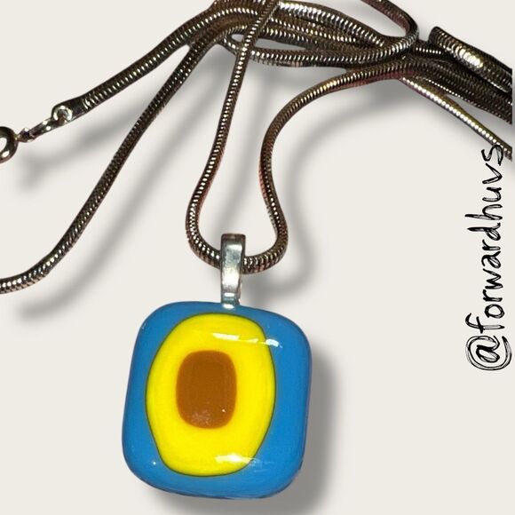 Bundle Sale 3 for $15 | 30” Silver Tone Chain with Hand Crafted Glass Pendant - Picture 1 of 7